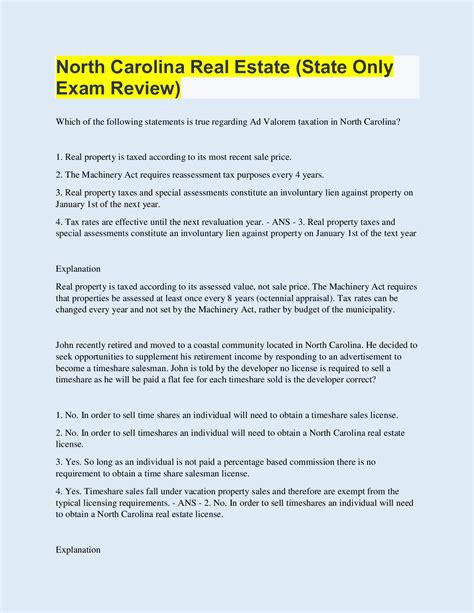 nc real estate practice quiz